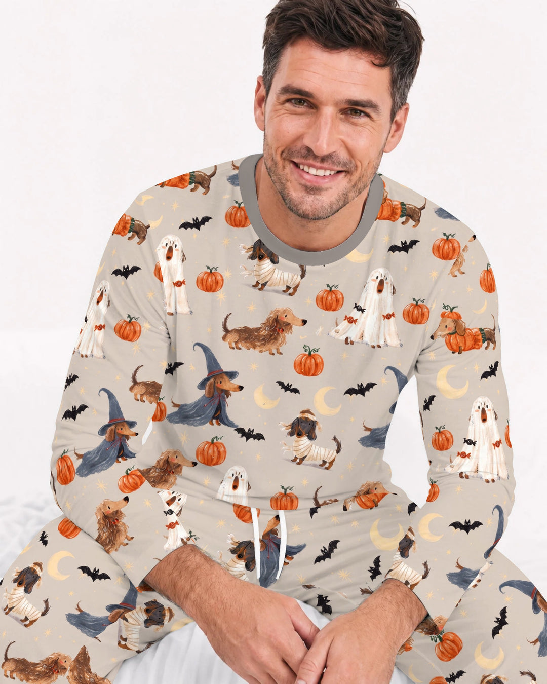 Spooky Dachshund Halloween Night Bamboo Men's Pajama Set