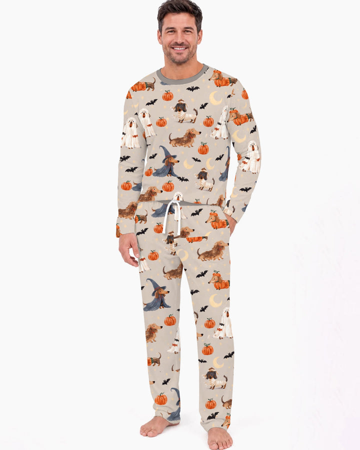 Spooky Dachshund Halloween Night Bamboo Men's Pajama Set