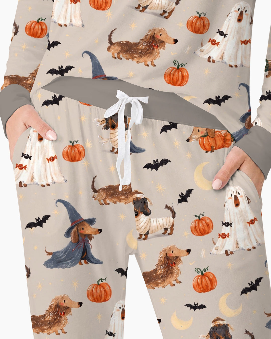 Spooky Dachshund Halloween Night Bamboo Women Pajama Set