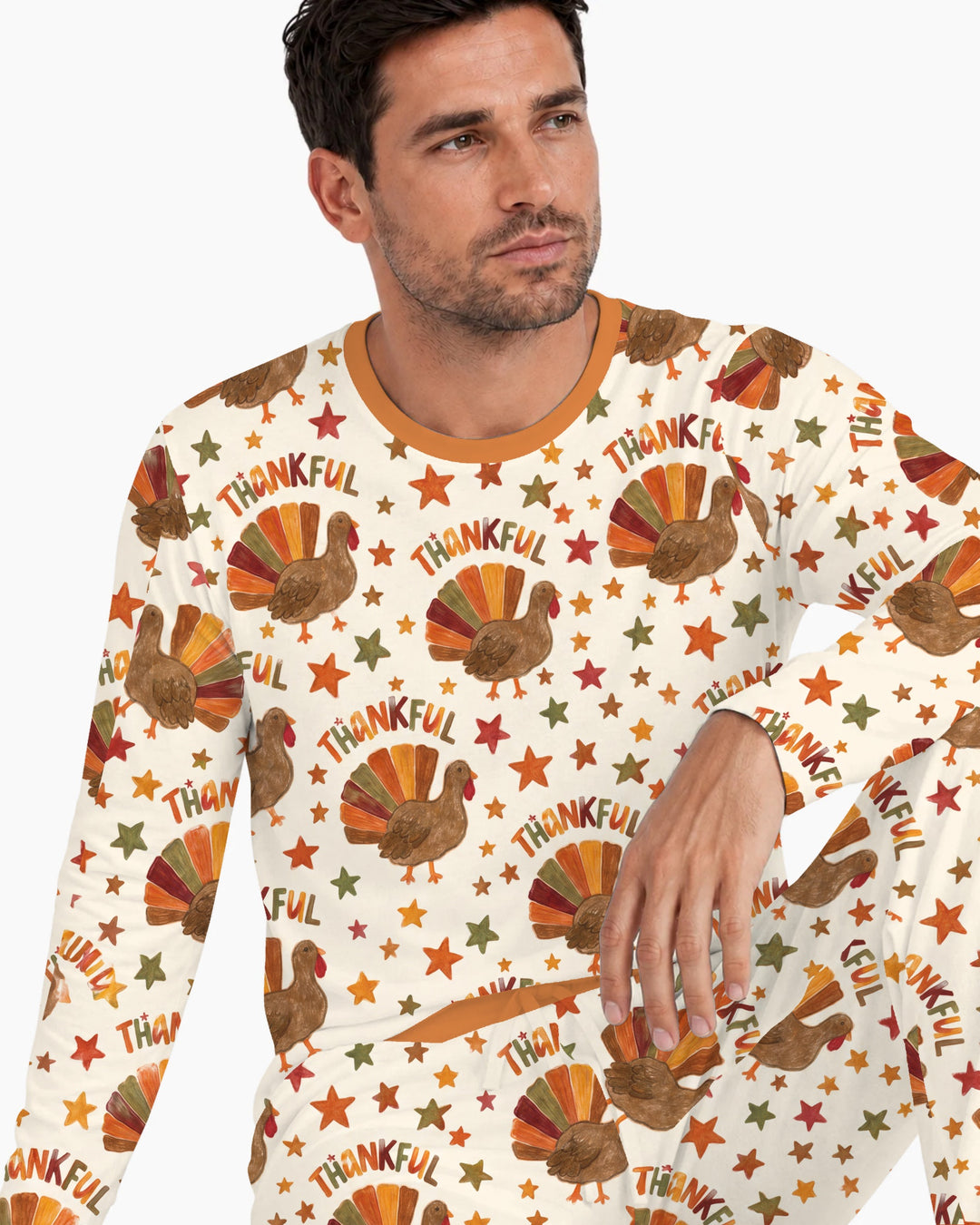 Thankful Turkey Autumn Stars Bamboo Men's Pajama Set