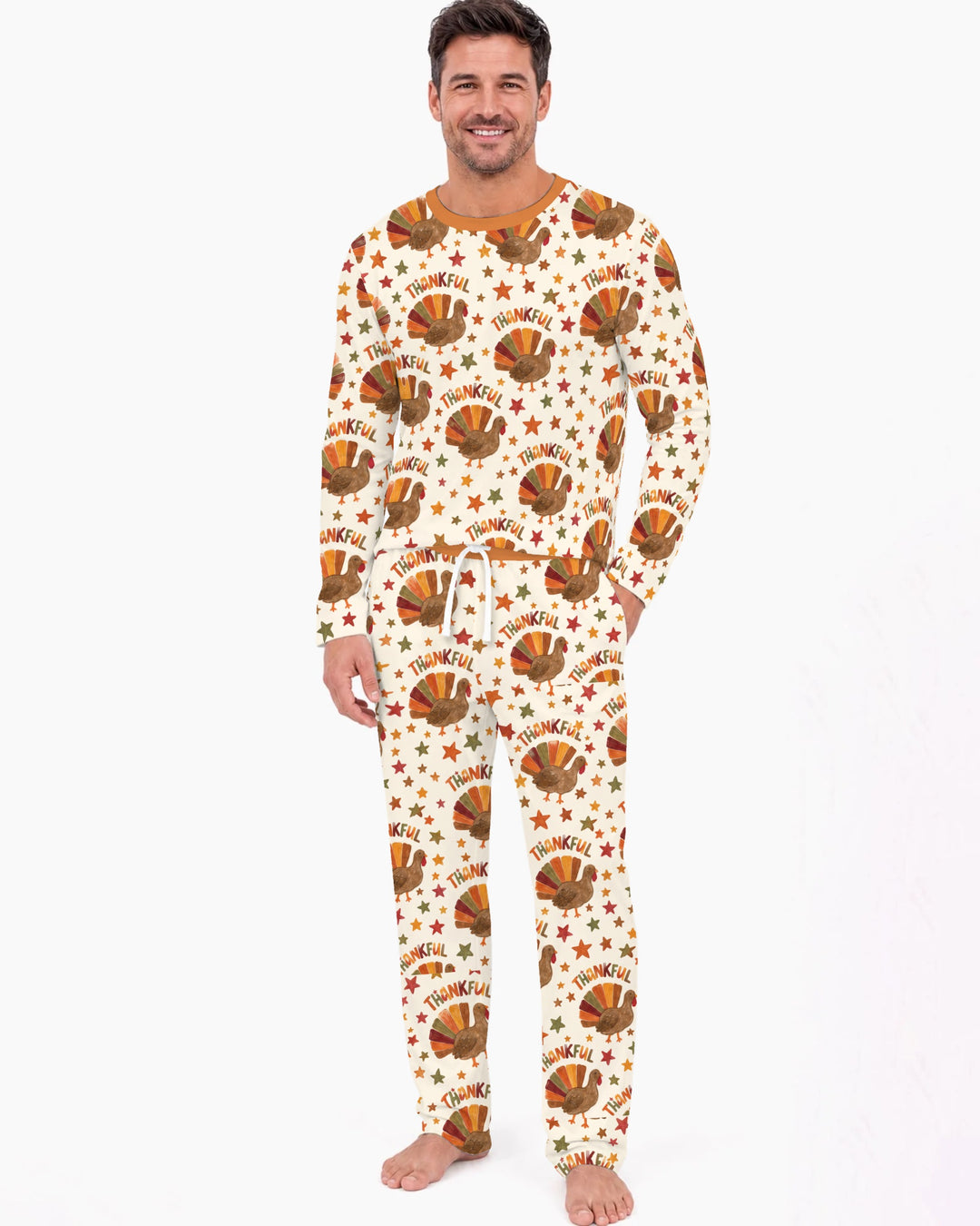 Thankful Turkey Autumn Stars Bamboo Men's Pajama Set