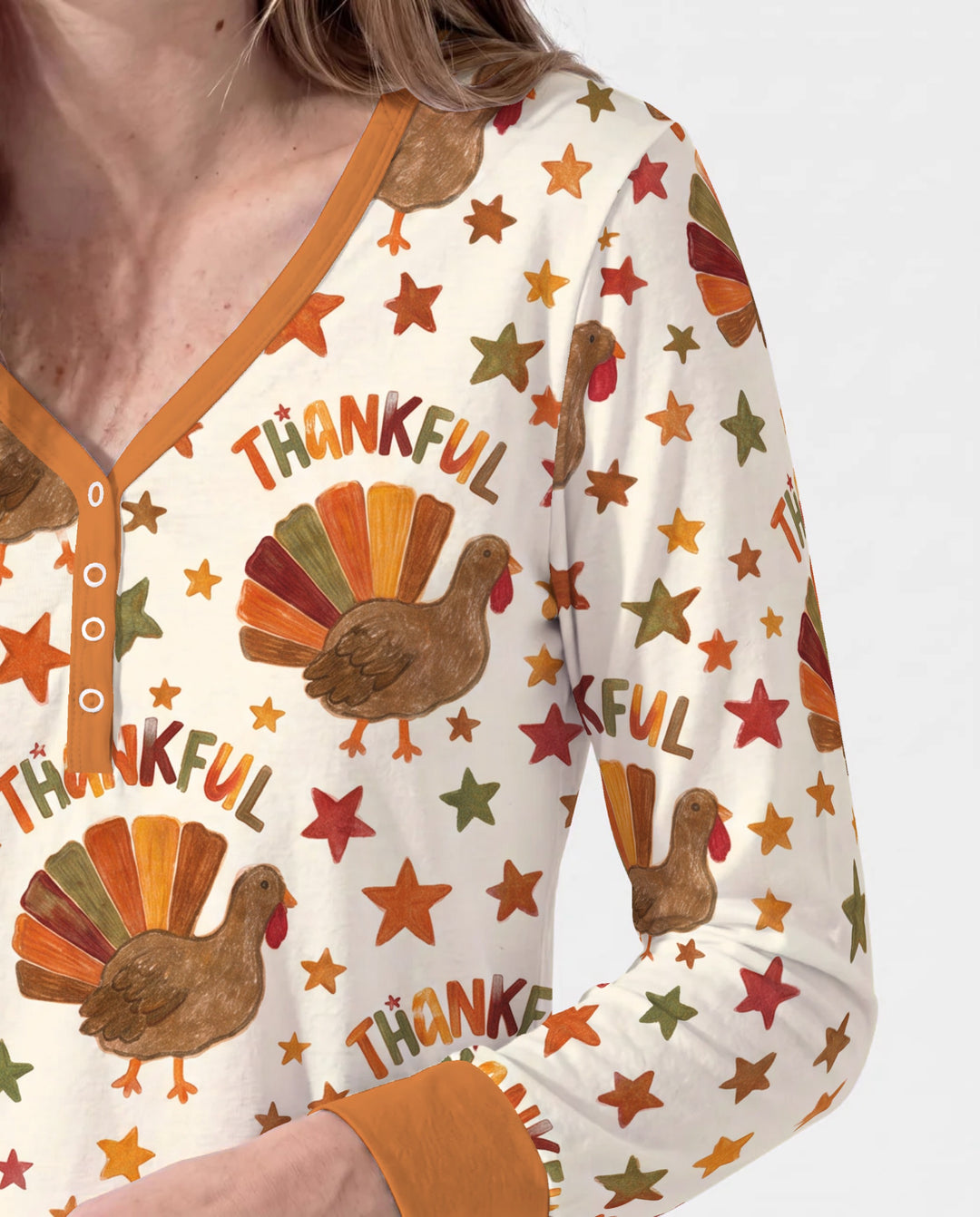 Thankful Turkey Autumn Stars Bamboo Women Pajama Set
