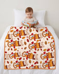 Gobble Turkey Fall Leaves Bamboo Blanket