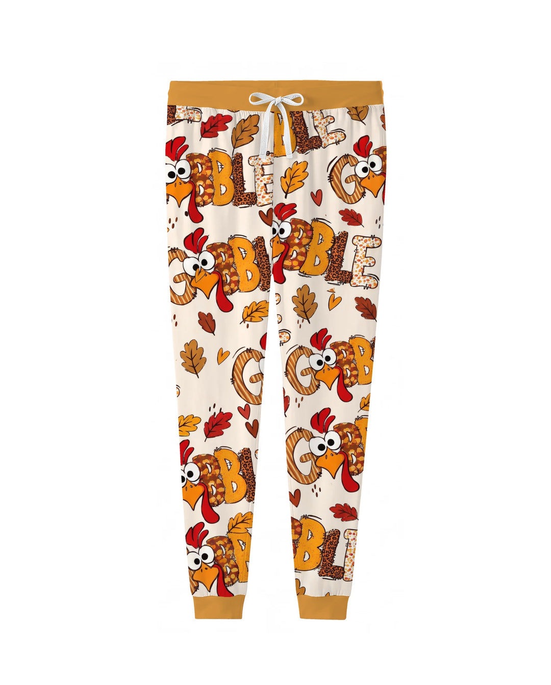 Gobble Turkey Fall Leaves Bamboo Women Pajama Set