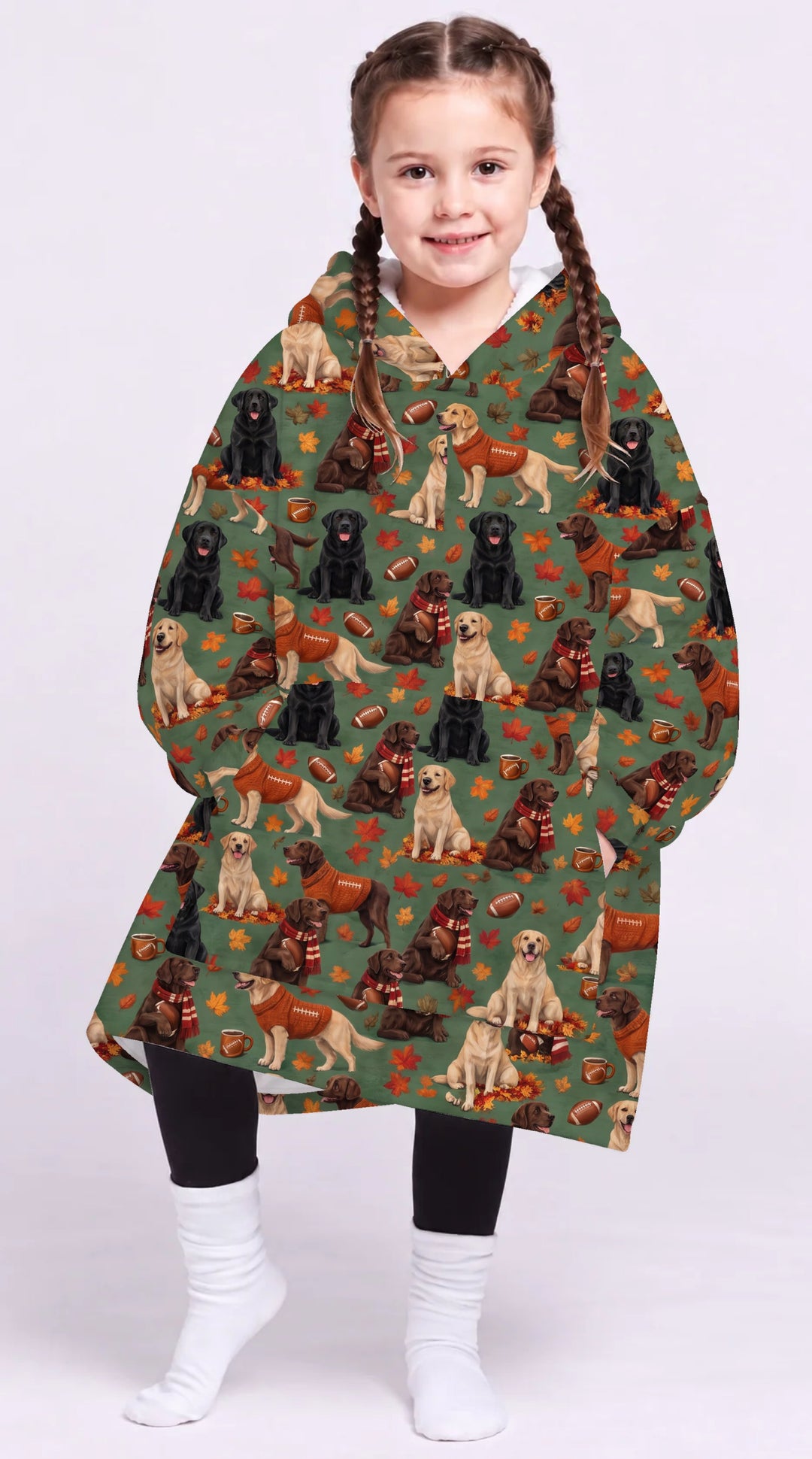 Labrador Retriever Football Fall Bamboo Blanket Hoodie