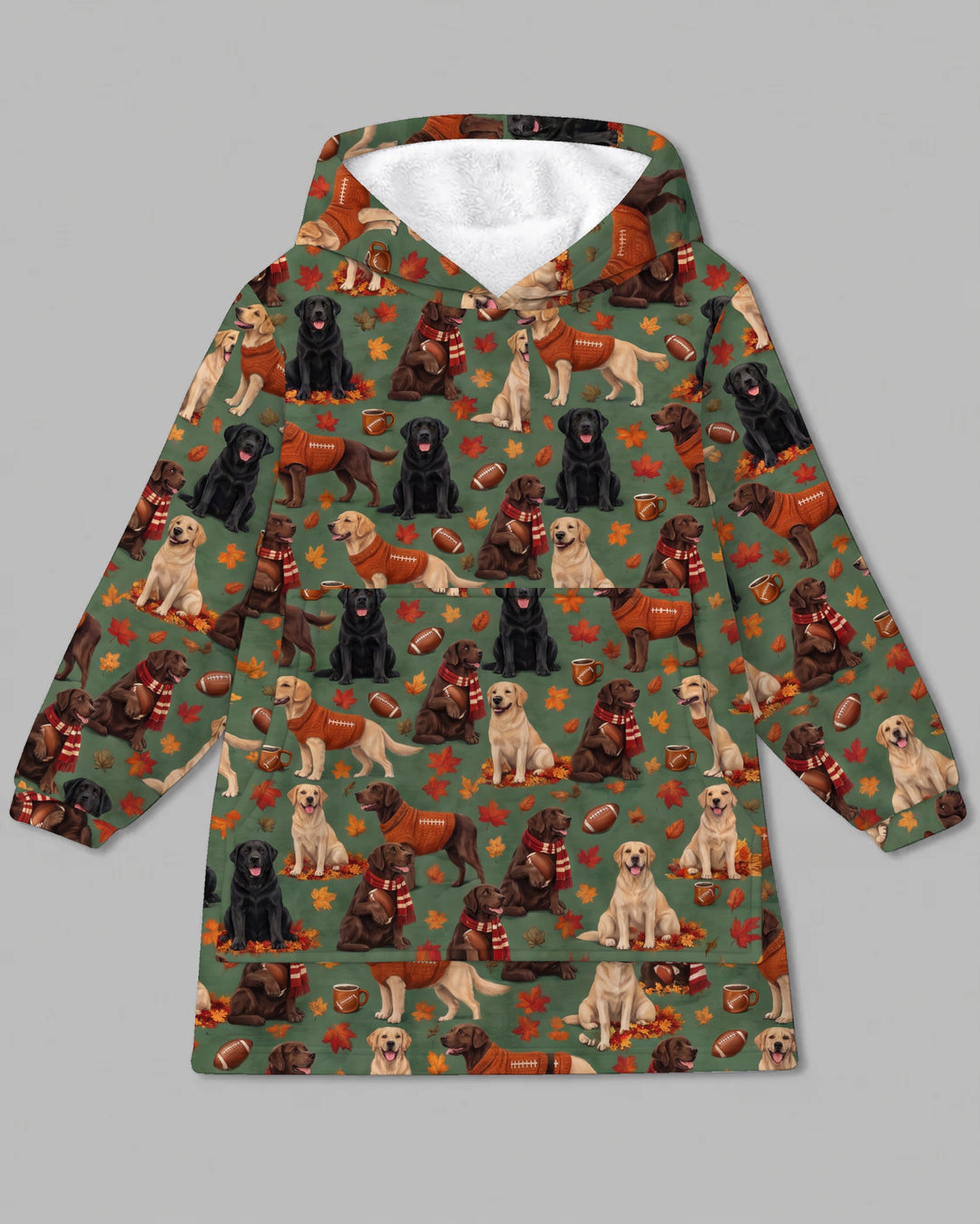 Labrador Retriever Football Fall Bamboo Blanket Hoodie