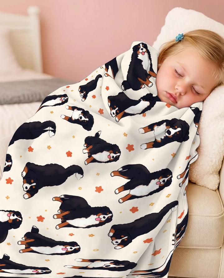 Playful Bernese Mountain Dog Moments Bamboo Blanket