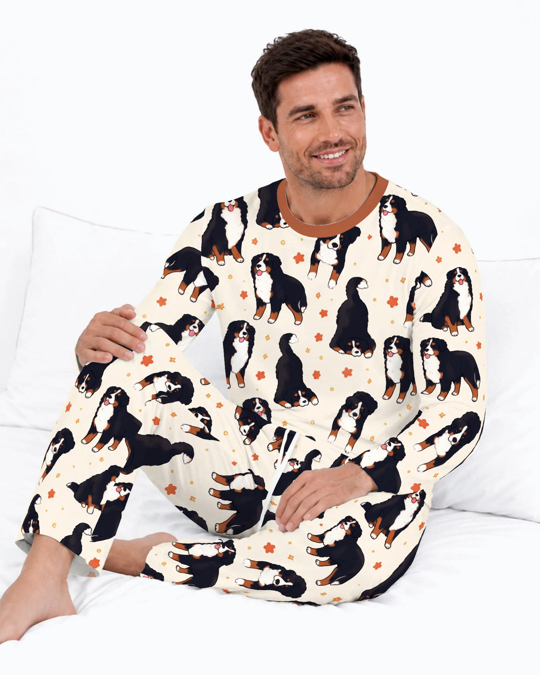 Playful Bernese Mountain Dog Moments Bamboo Men's Pajama Set