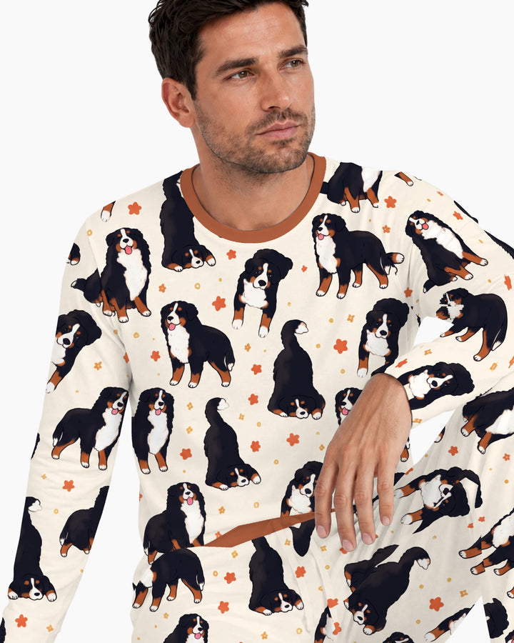 Playful Bernese Mountain Dog Moments Bamboo Men's Pajama Set