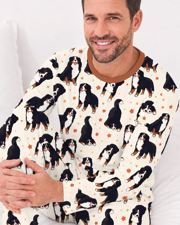 Playful Bernese Mountain Dog Moments Bamboo Men's Pajama Set