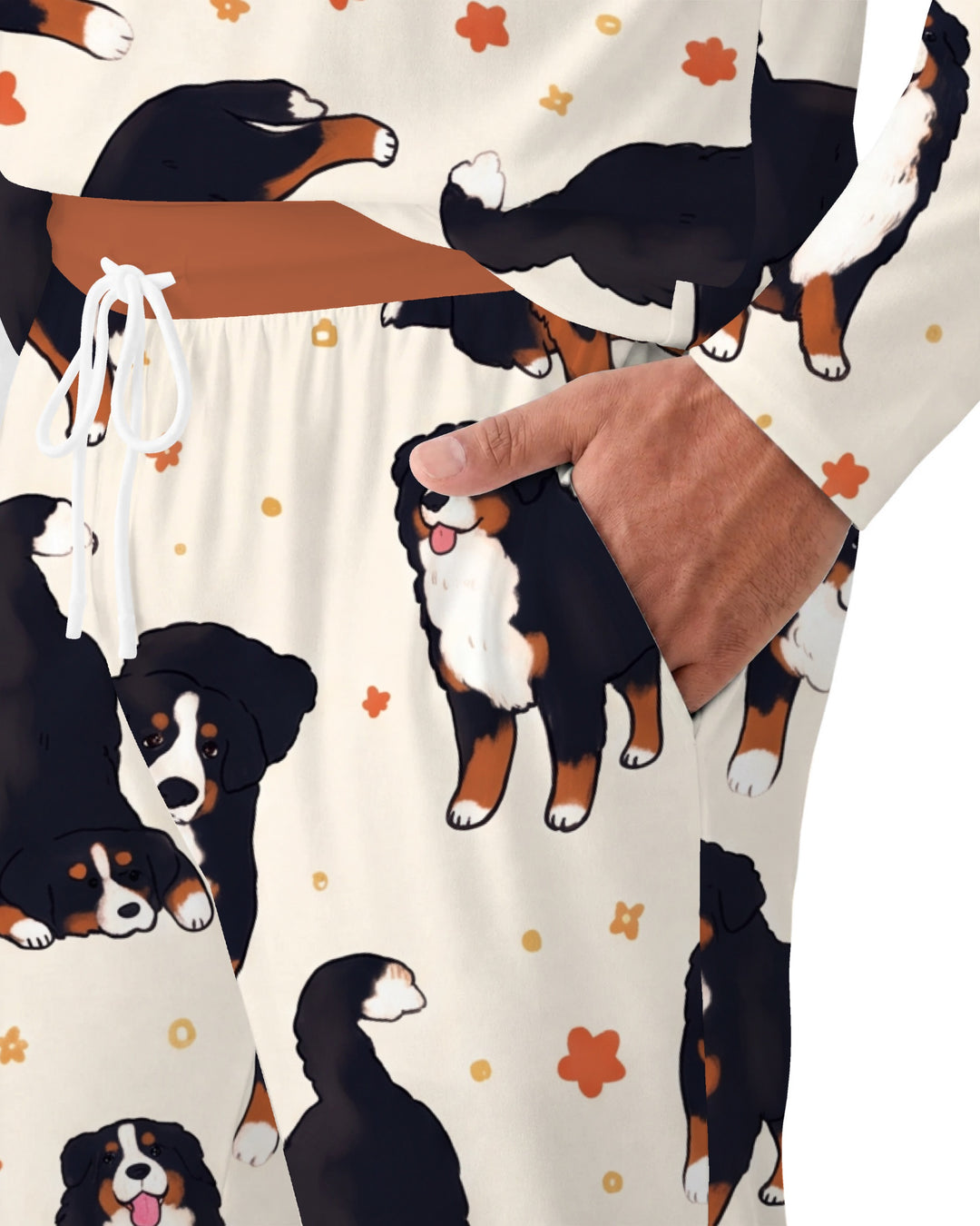 Playful Bernese Mountain Dog Moments Bamboo Men's Pajama Set