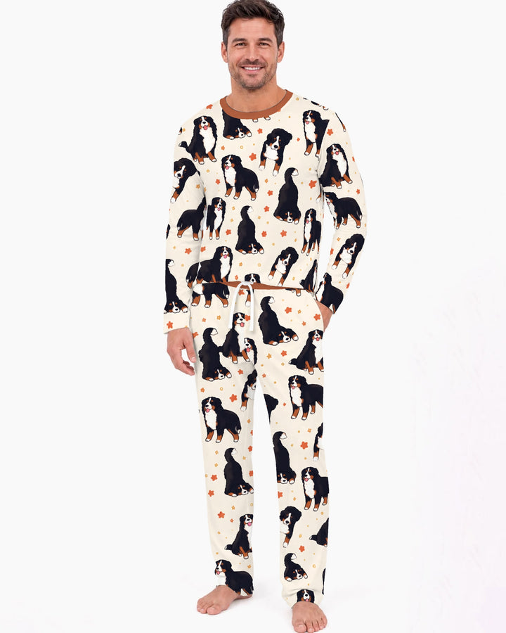 Playful Bernese Mountain Dog Moments Bamboo Men's Pajama Set