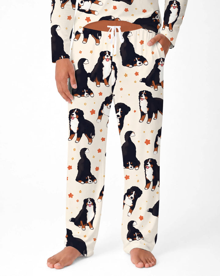 Playful Bernese Mountain Dog Moments Bamboo Men's Pajama Set