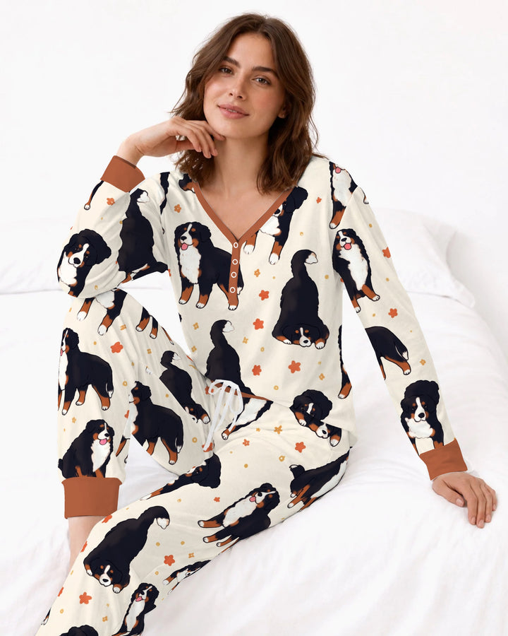 Playful Bernese Mountain Dog Moments Bamboo Women Pajama Set