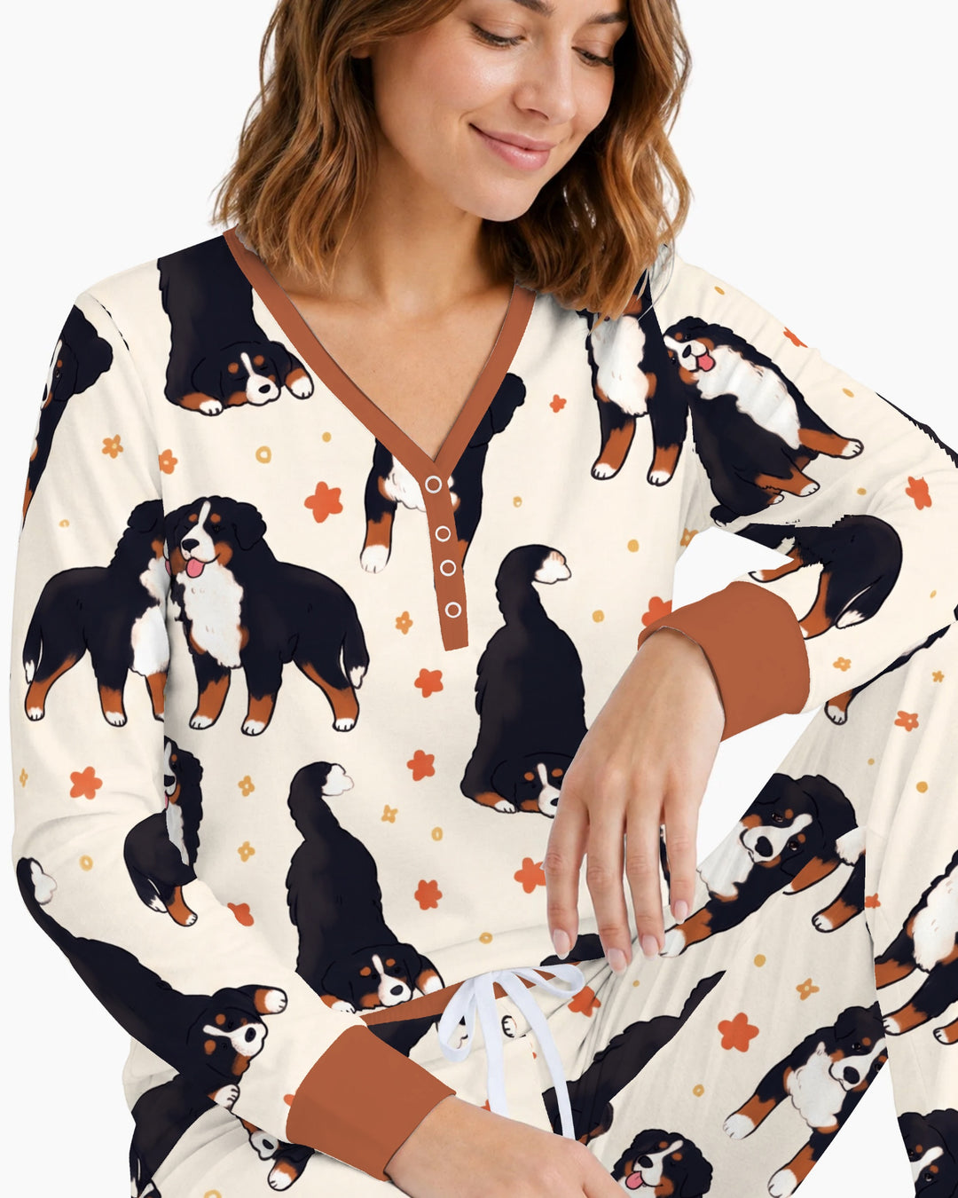 Playful Bernese Mountain Dog Moments Bamboo Women Pajama Set