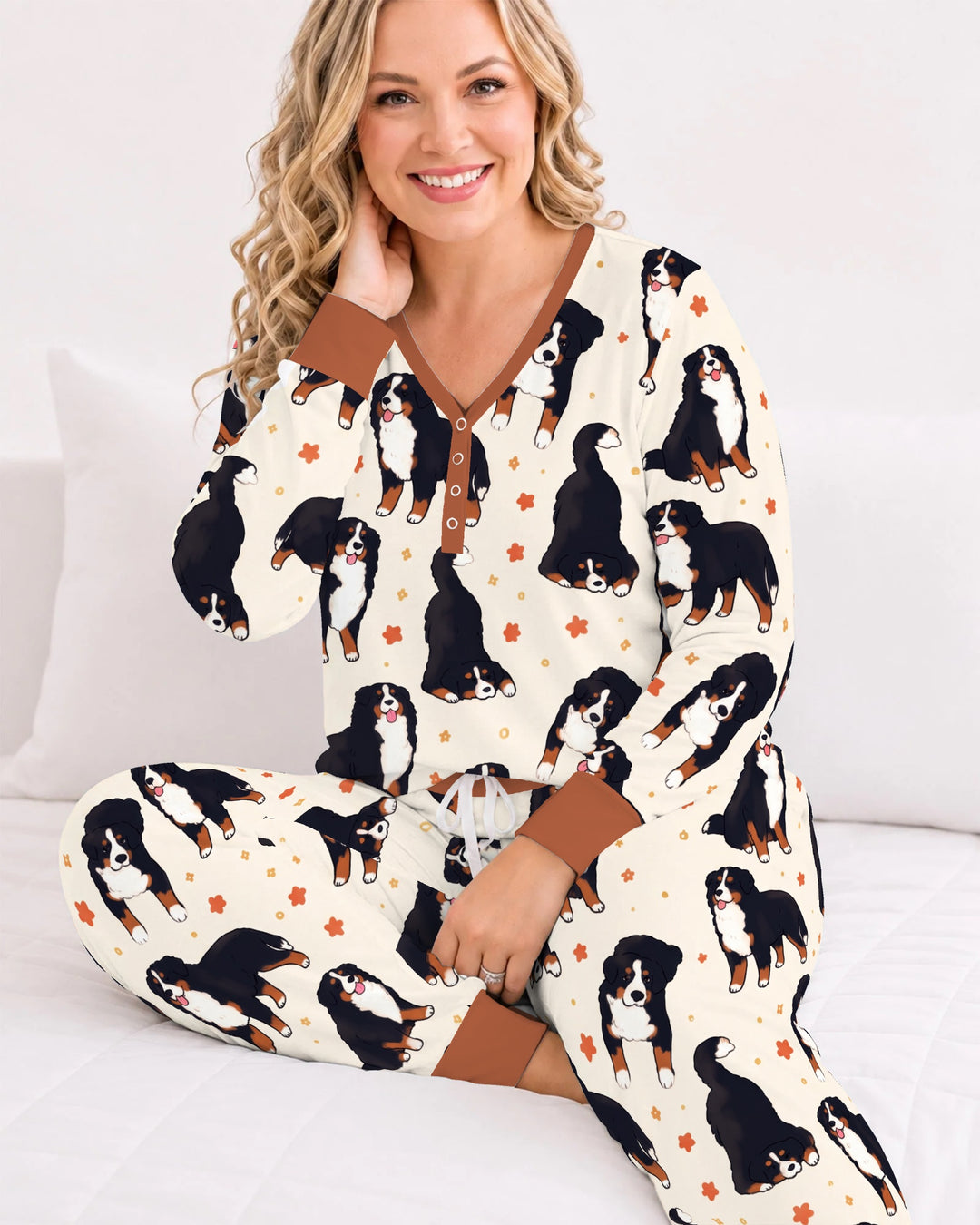 Playful Bernese Mountain Dog Moments Bamboo Women Pajama Set