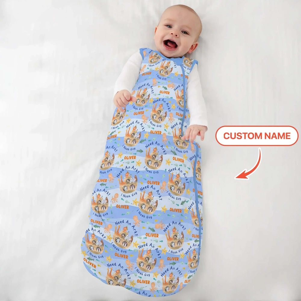 Noah’s Ark Custom Name Boy Sleep Bag , Noah’s Ark Custom Name Boy Sleep Bag - XS / 0.5 TOG