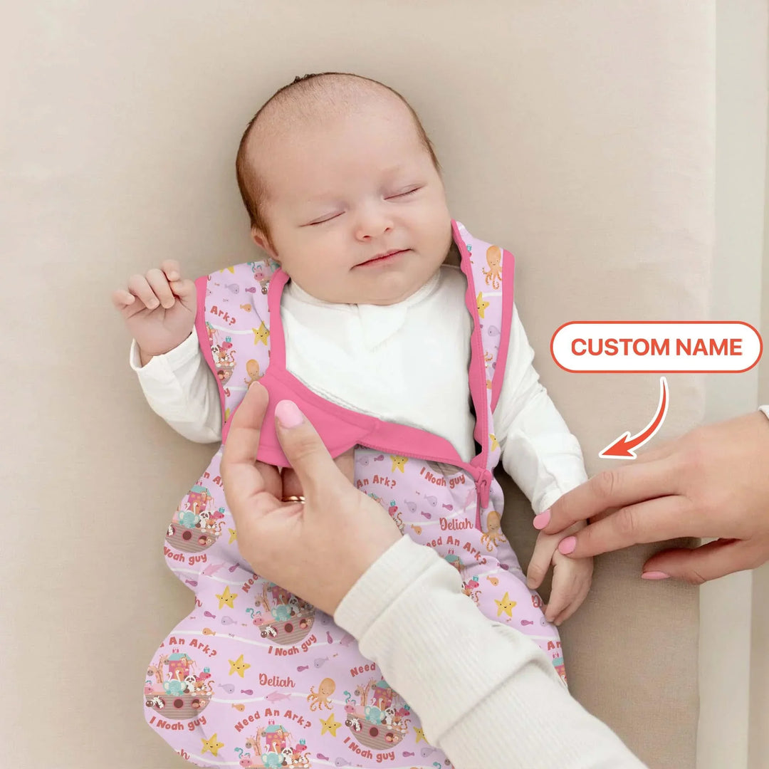 Noah’s Ark Custom Name Girl Sleep Bag , Noah’s Ark Custom Name Girl Sleep Bag - XS / 0.5 TOG