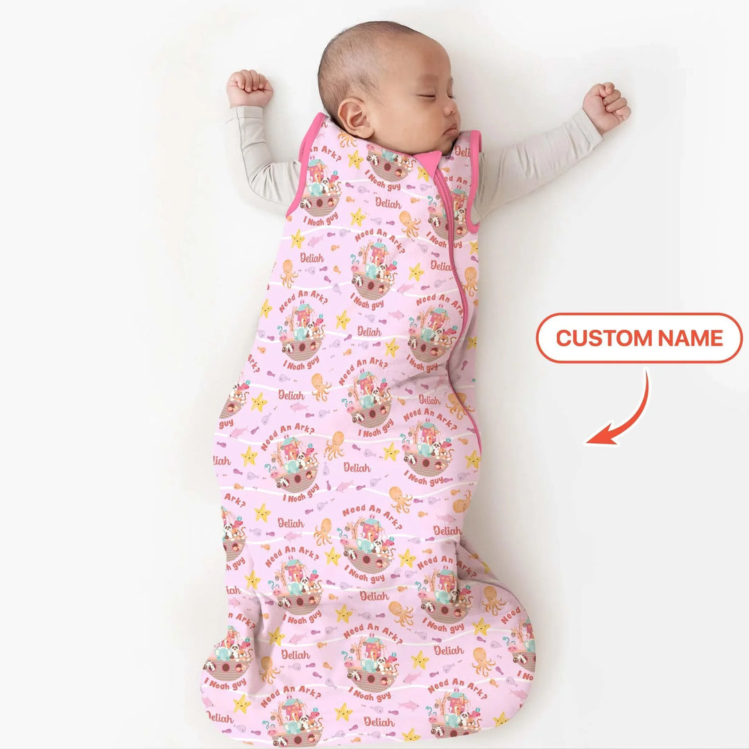 Noah’s Ark Custom Name Girl Sleep Bag , Noah’s Ark Custom Name Girl Sleep Bag - XS / 0.5 TOG