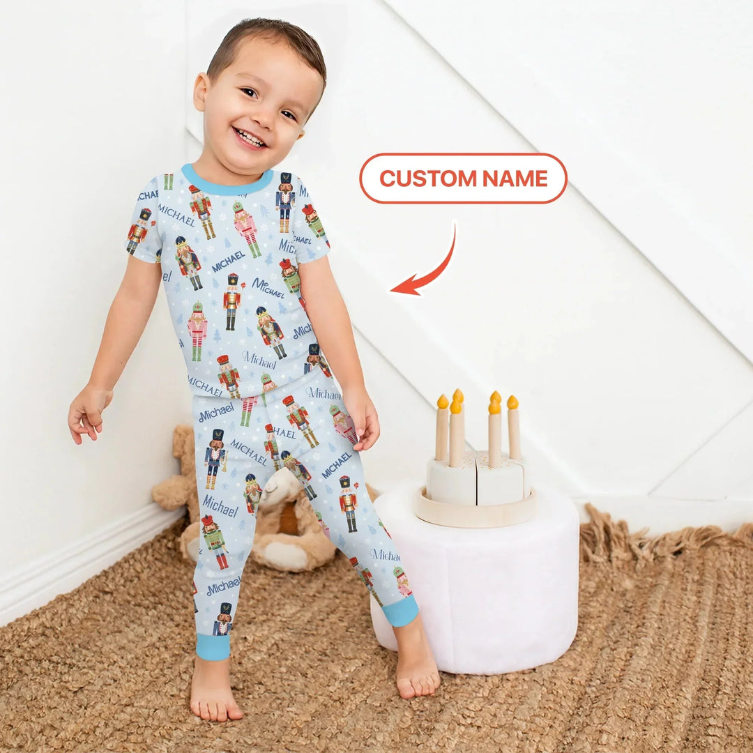 Nutcracker Parade Custom Name Boy Two Piece Short Sleeve Shorts Pajama Set , Nutcracker Parade Custom Name Boy Two Piece Short Sleeve Shorts Pajama Set - 12-18M