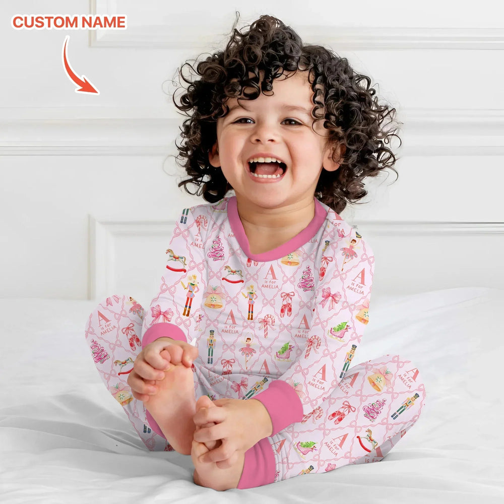 Nutcracker Sweet Dreams Custom Name Two Piece Long Sleeve Pajama Set , Nutcracker Sweet Dreams Custom Name Two Piece Long Sleeve Pajama Set - 12-18M