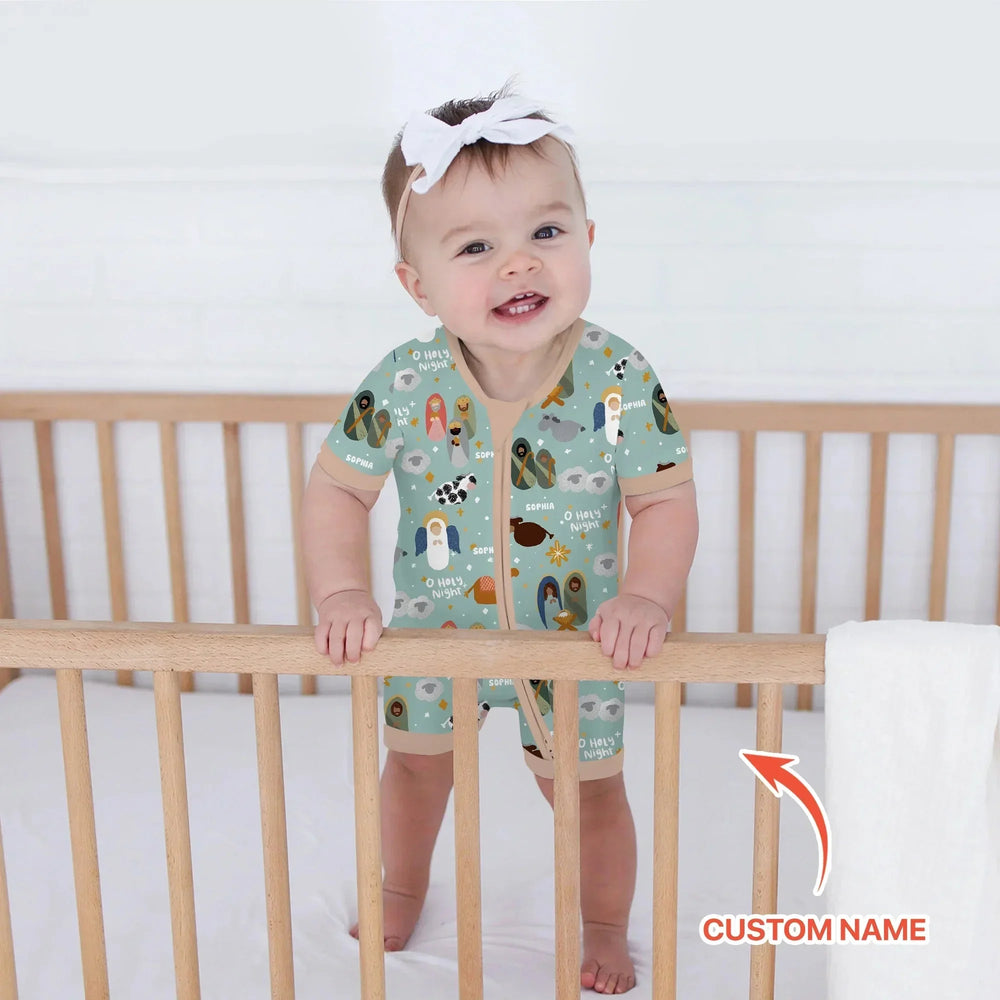 O Holy Night Custom Name Shorty Zippy , O Holy Night Custom Name Shorty Zippy - 0-3M
