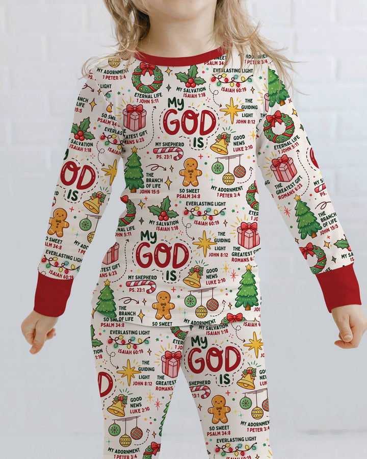 Christmas My God Is Bamboo Two Piece Long Sleeve Pajama Set