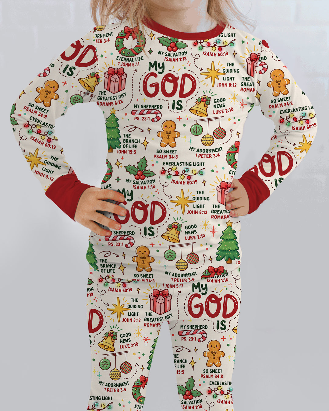 Christmas My God Is Bamboo Two Piece Long Sleeve Pajama Set