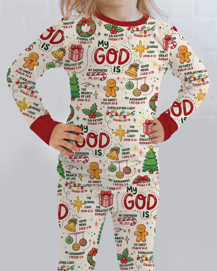 Christmas My God Is Bamboo Two Piece Long Sleeve Pajama Set