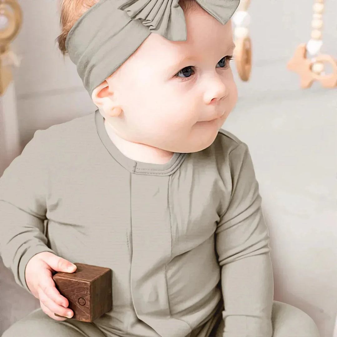 Oat Magnetic Footie Romper , Oat Magnetic Footie Romper - Newborn