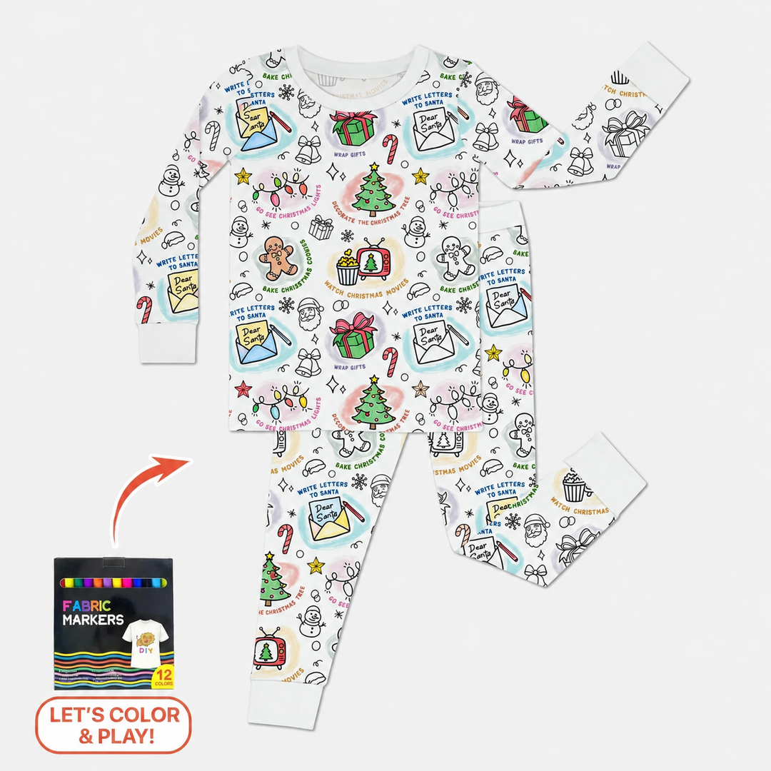Christmas Colorable Bamboo Two Piece Pyjamas Set