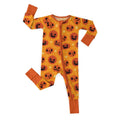 Orange Halloween Pumpkin Convertible Zippered Romper , Orange Halloween Pumpkin Convertible Zippered Romper - Newborn