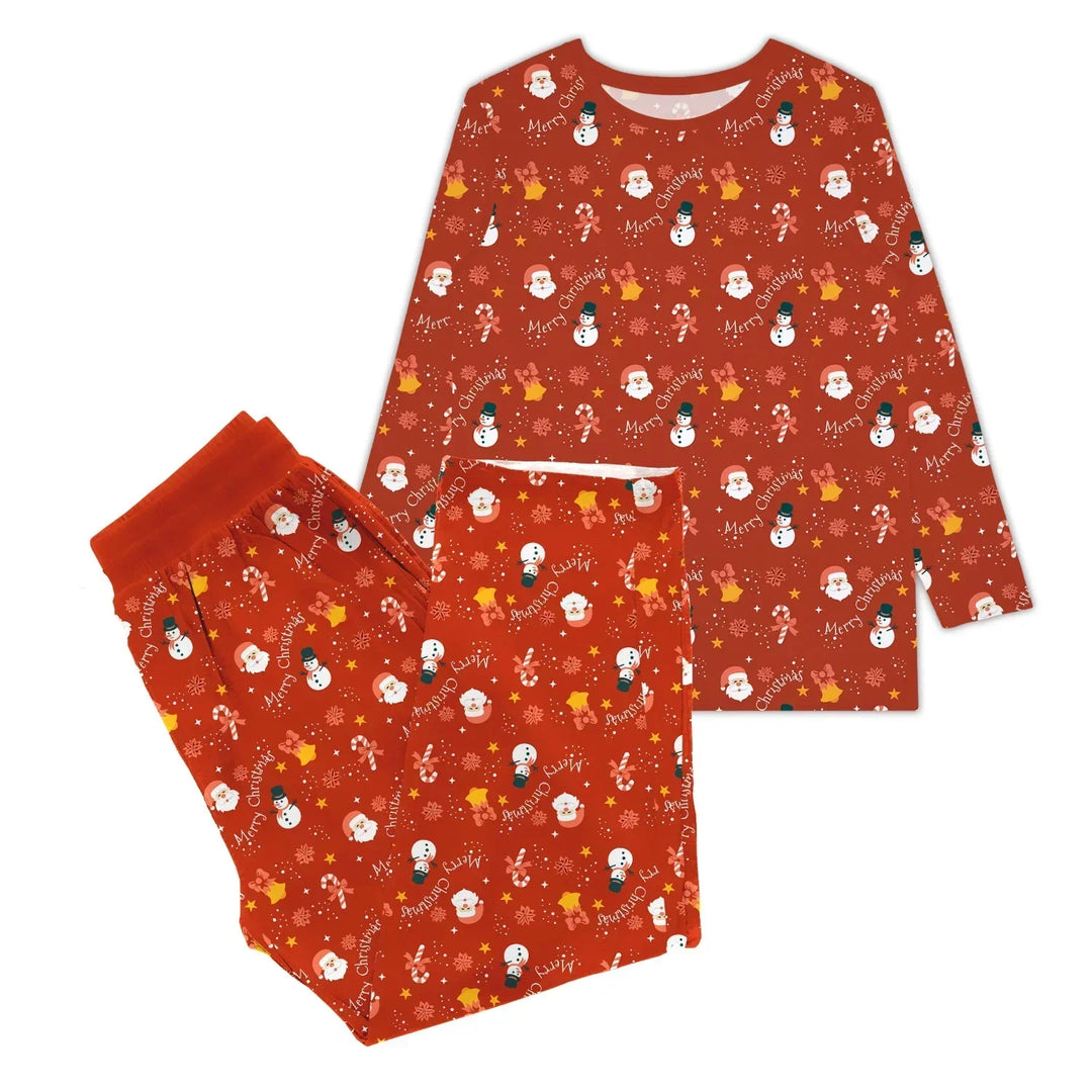 Orange Christmas Women Pajama Set , Orange Christmas Women Pajama Set - S