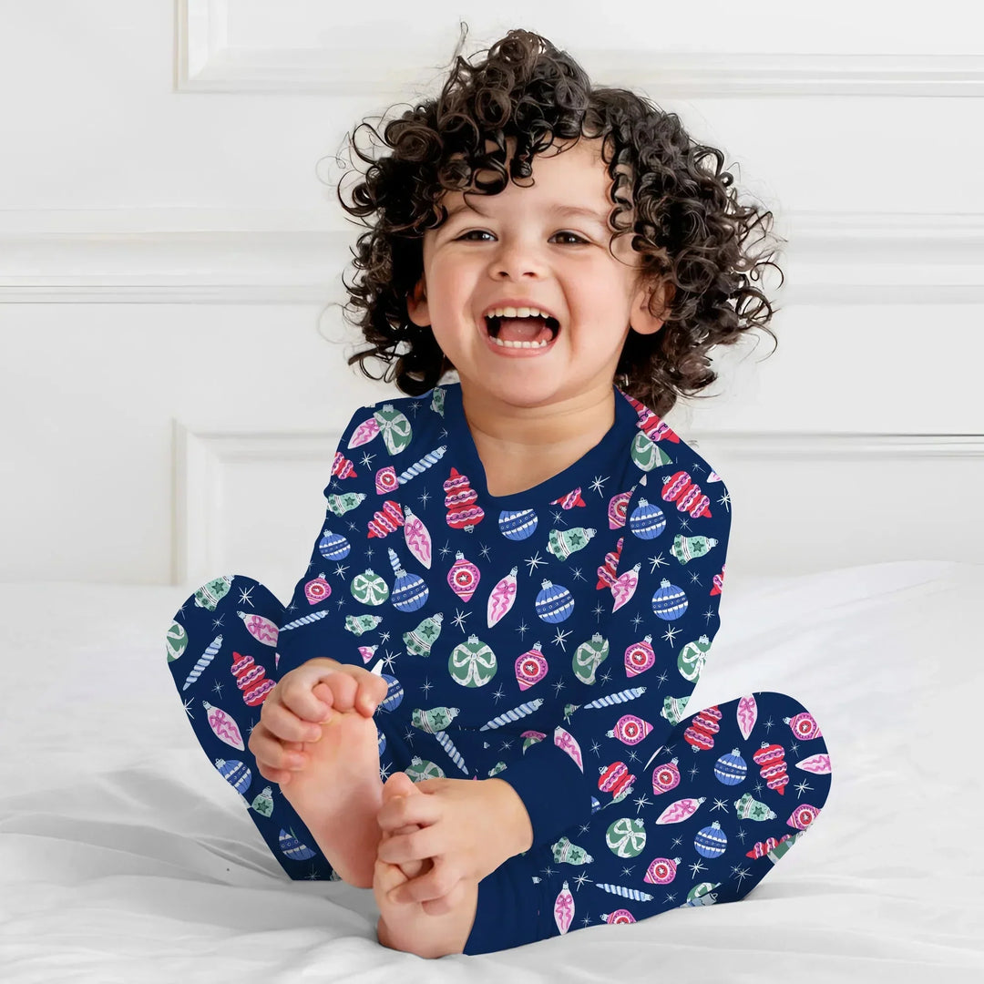 Ornaments Party Two Piece Long Sleeve Pajama Set , Ornaments Party Two Piece Long Sleeve Pajama Set - 12-18M