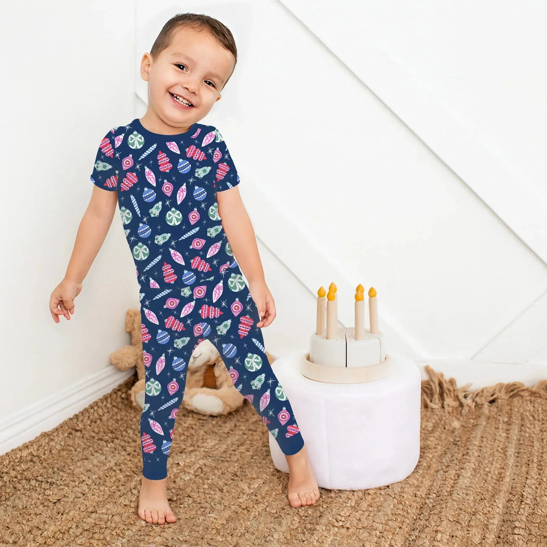Ornaments Party Two Piece Short Sleeve Pajama Set , Ornaments Party Two Piece Short Sleeve Pajama Set - 12-18M