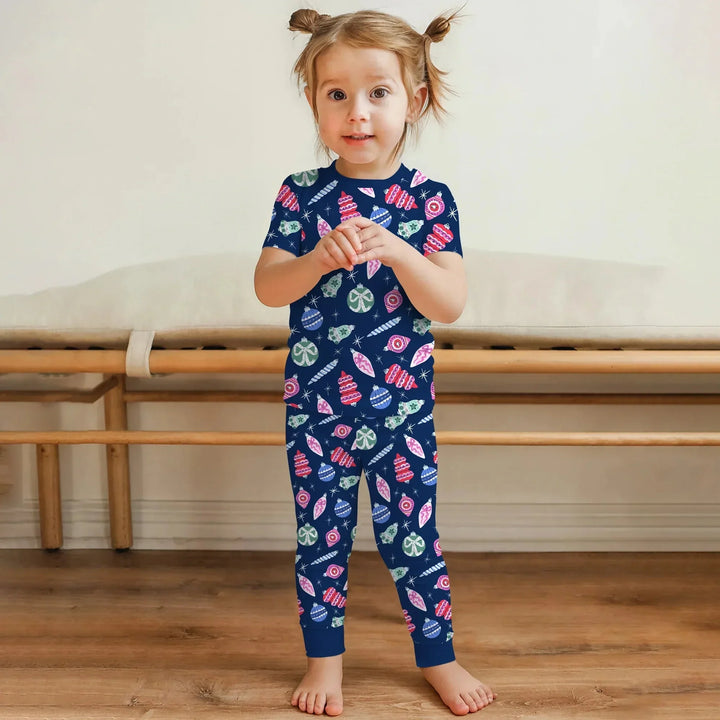 Ornaments Party Two Piece Short Sleeve Pajama Set , Ornaments Party Two Piece Short Sleeve Pajama Set - 12-18M
