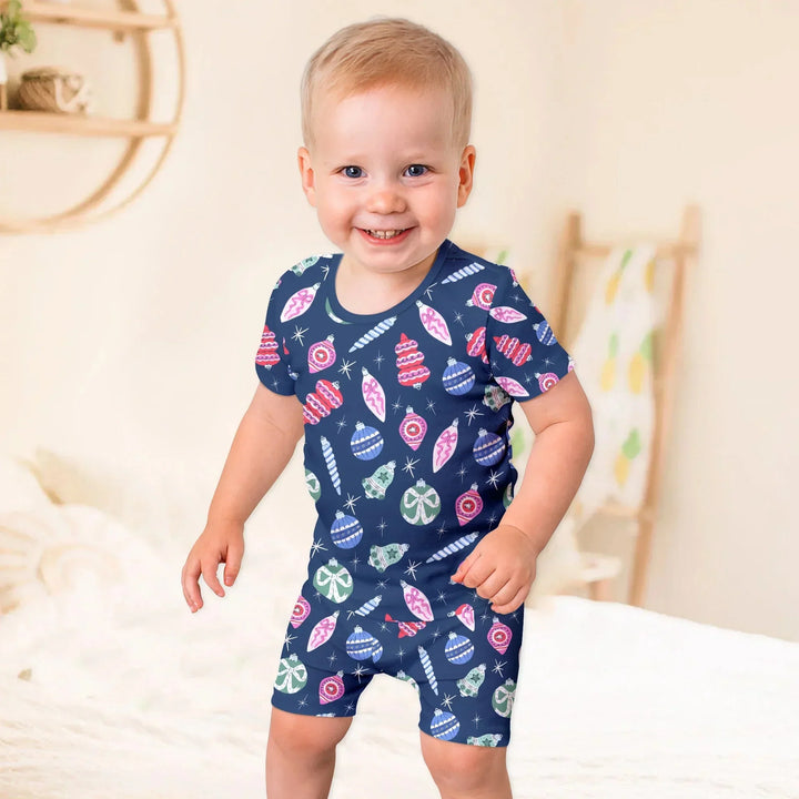 Ornaments Party Two Piece Short Sleeve Shorts Pajama Set , Ornaments Party Two Piece Short Sleeve Shorts Pajama Set - 12-18M