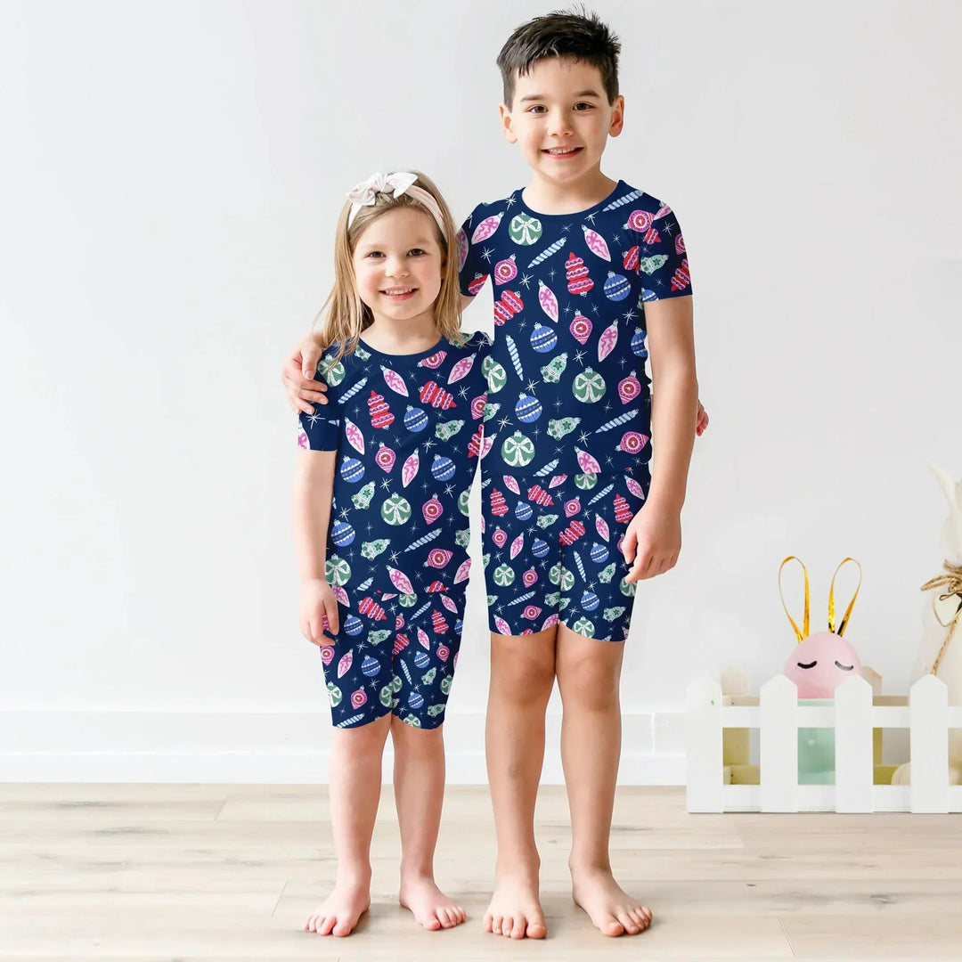 Ornaments Party Two Piece Short Sleeve Shorts Pajama Set , Ornaments Party Two Piece Short Sleeve Shorts Pajama Set - 12-18M