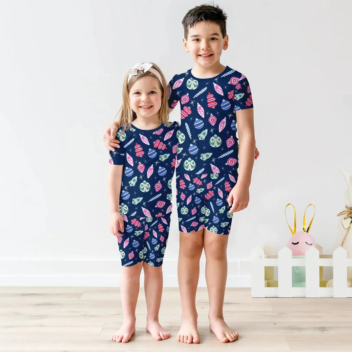 Ornaments Party Two Piece Short Sleeve Shorts Pajama Set , Ornaments Party Two Piece Short Sleeve Shorts Pajama Set - 12-18M