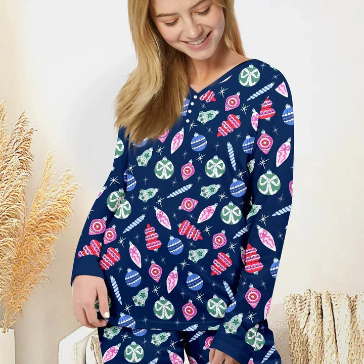 Ornaments Party Women Pajama Set , Ornaments Party Women Pajama Set - Only Shirt / S