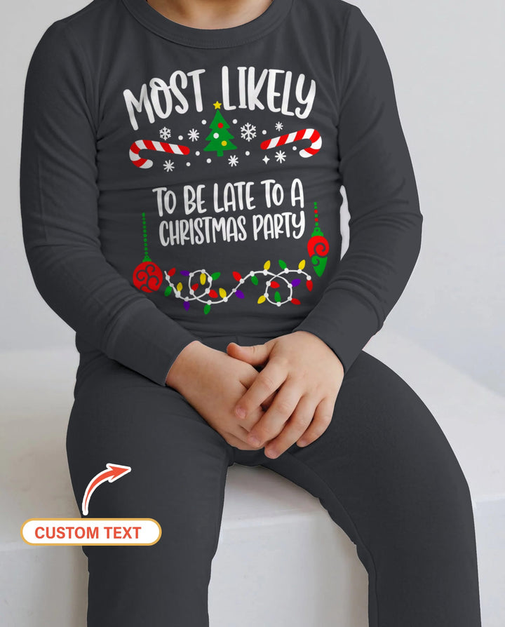 Custom Quotes Most Likely Christmas Bamboo Two Piece Long Sleeve Pajama Set