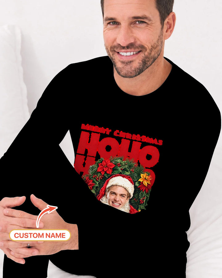 Personalized Photo Christmas Santa Bamboo Men's Pajama Set