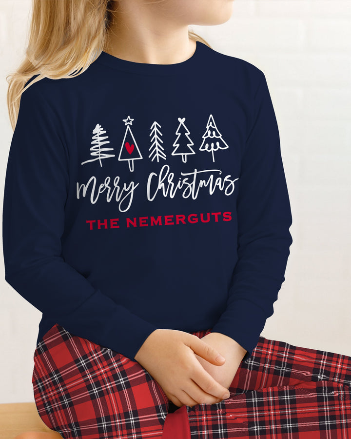 Custom Christmas Tree Bamboo Two Piece Long Sleeve Pajama Set