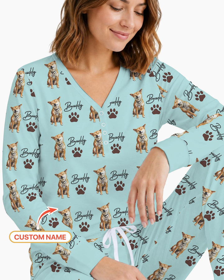 Personalized Pet Portrait Bamboo Women Pajama Set