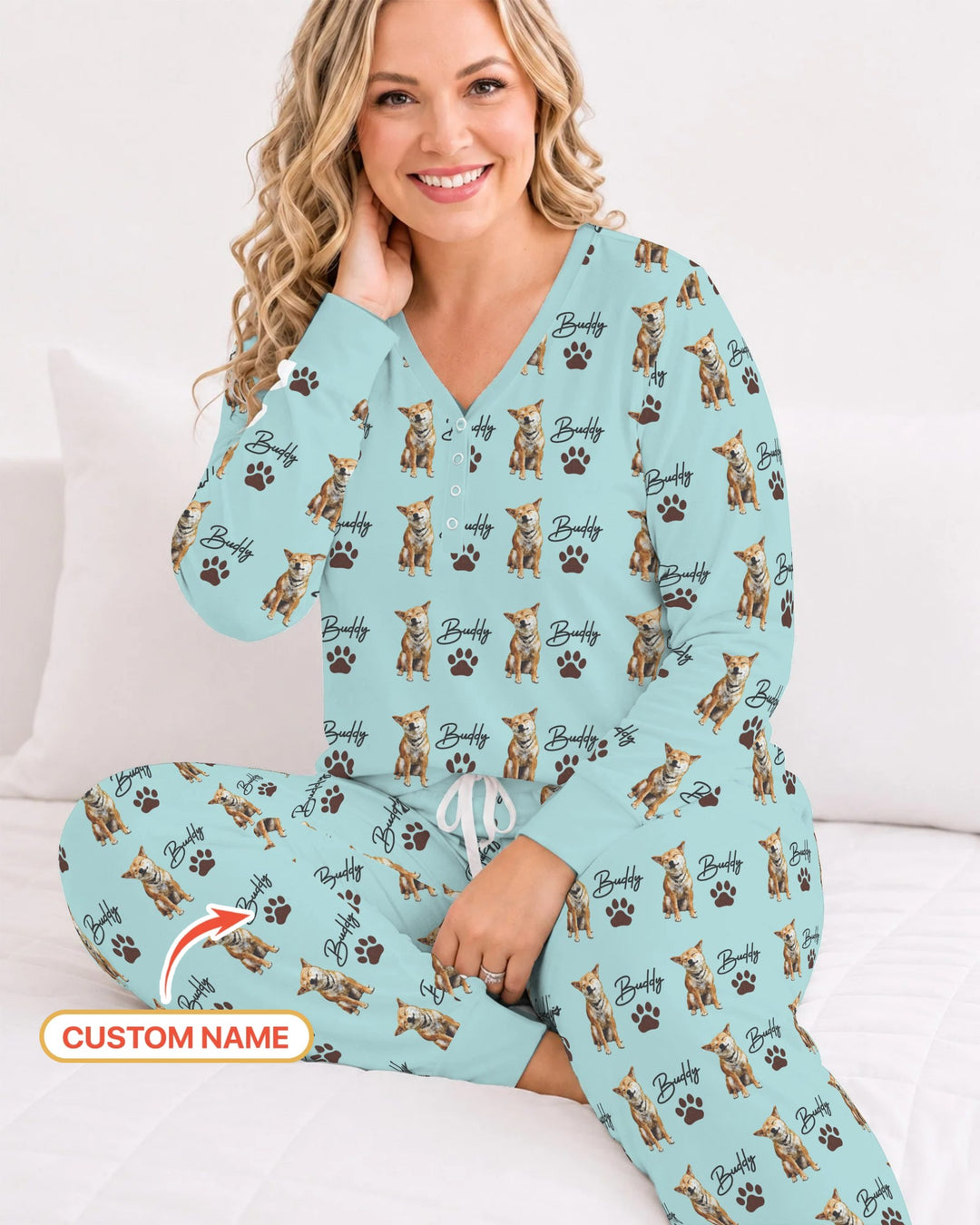 Personalized Pet Portrait Bamboo Women Pajama Set