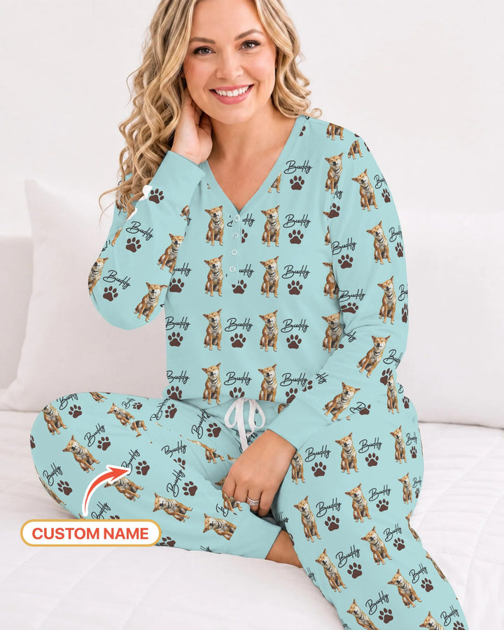Personalized Pet Portrait Bamboo Women Pajama Set