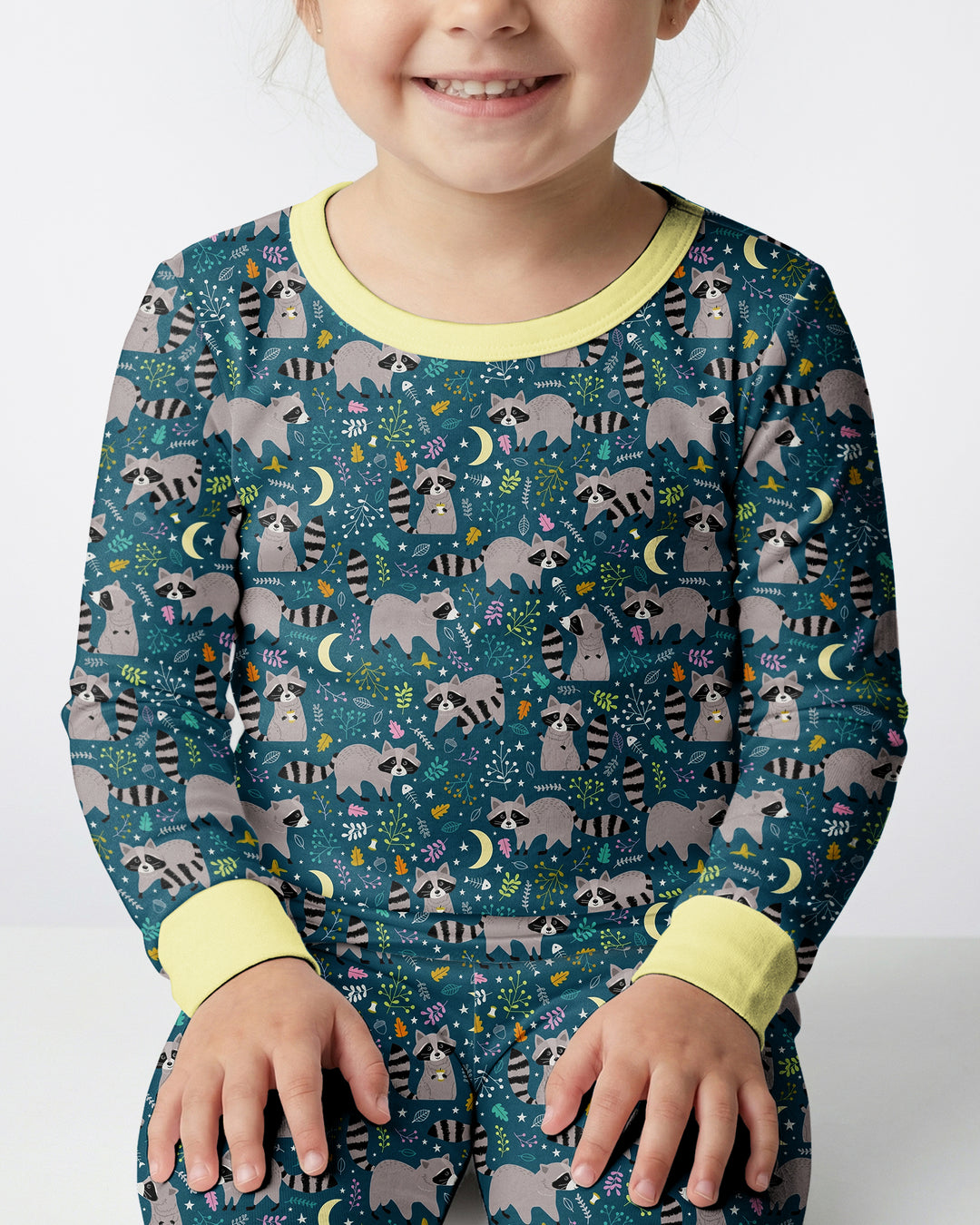 Midnight Raccoons Bamboo Two Piece Long Sleeve Pajama Set