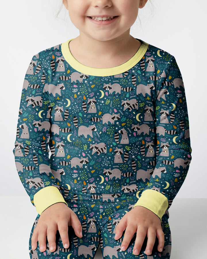 Midnight Raccoons Bamboo Two Piece Long Sleeve Pajama Set
