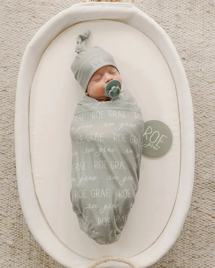 Personalized Baby Name Swaddle Blanket Block & Script , Personalized Baby Name Swaddle Blanket Block & Script - Script / Blush