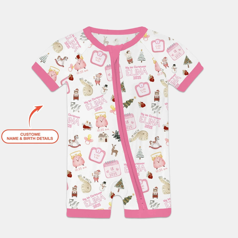 Personalized Baby's First Christmas Shorty Zippy , Personalized Baby's First Christmas Shorty Zippy - 0-3M